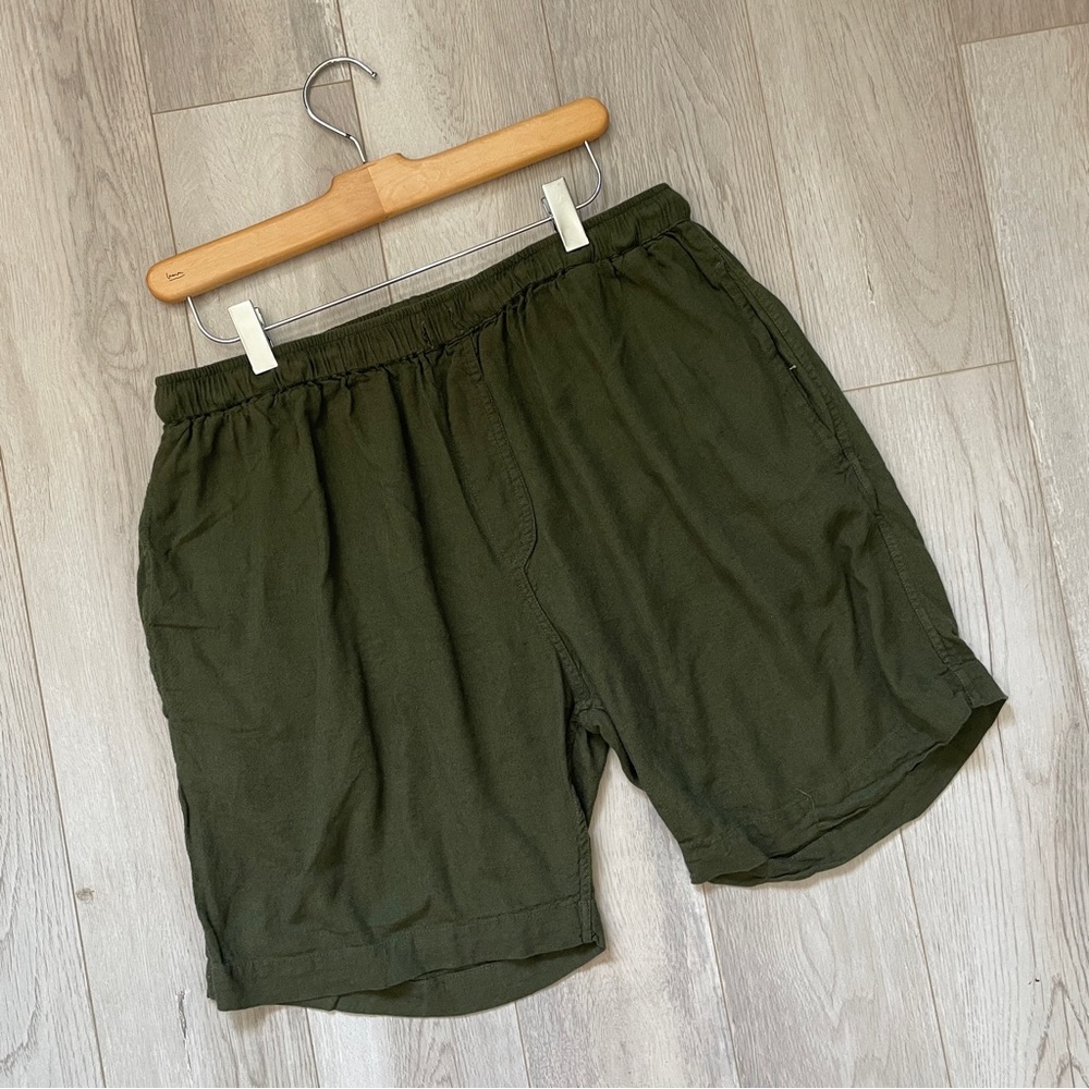 Crasqi Linen Shorts pull on comfy mens Green (xxlarge) beach vacation preppy